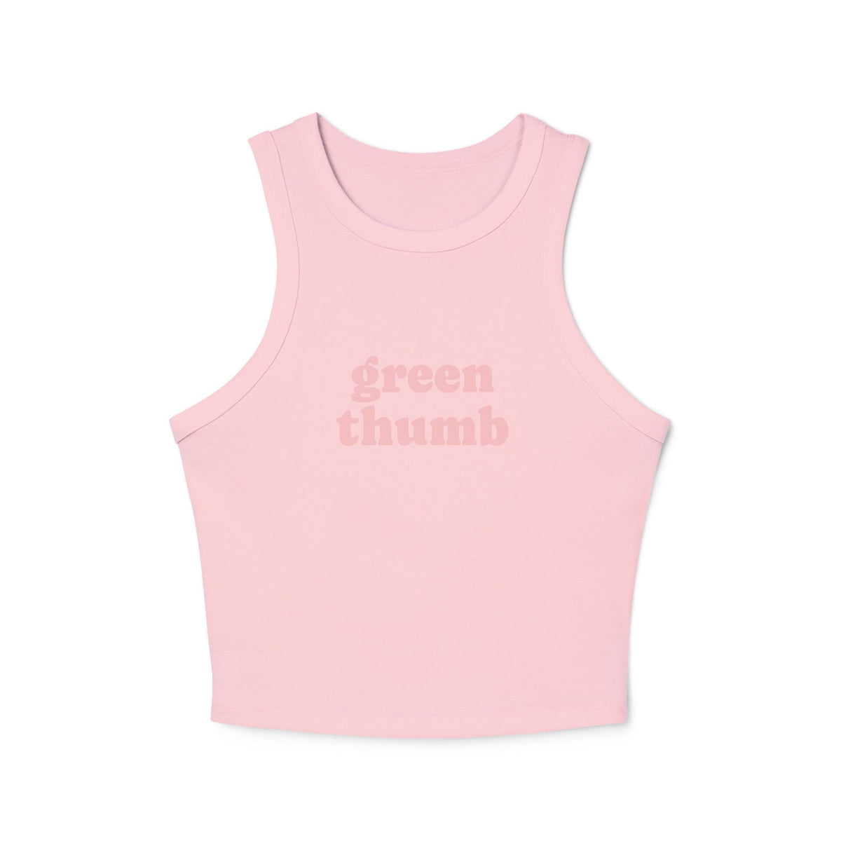 Green Thumb Racer Tank Top — Women's Crop Ribbed Garden Tee