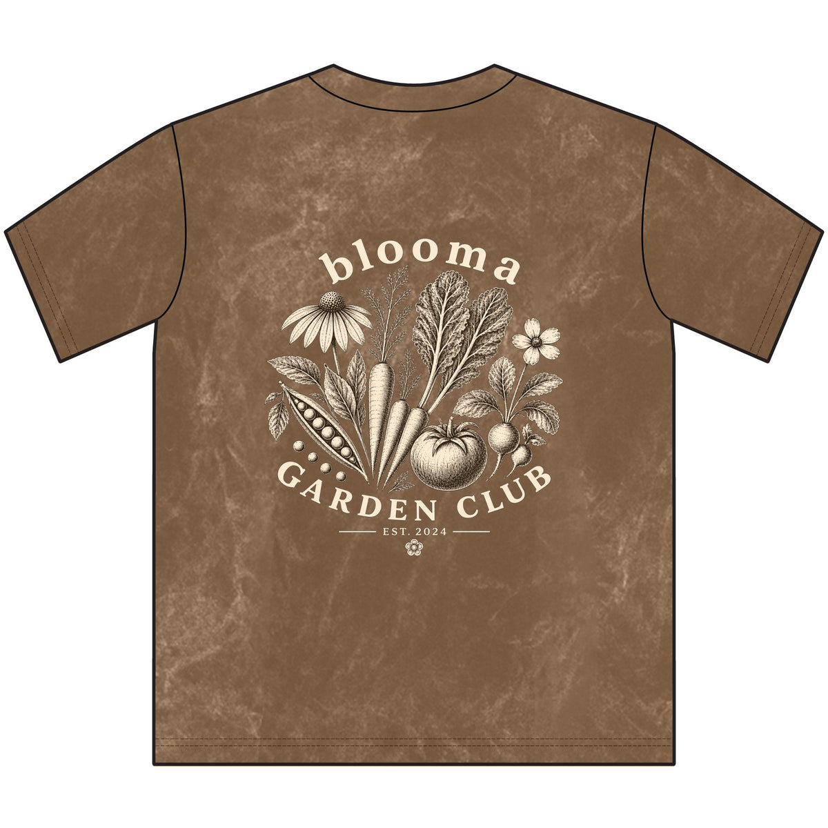 Blooma Garden Club Vintage Crewneck Tee — Floral Vegetable Garden Club Shirt