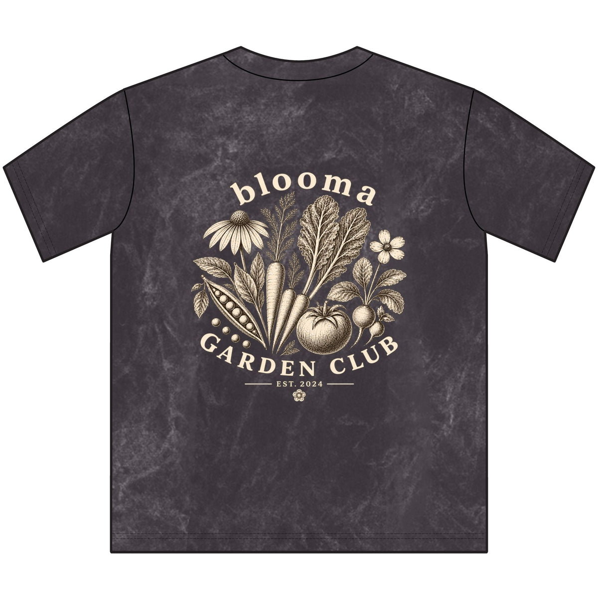 Blooma Garden Club Vintage Crewneck Tee — Floral Vegetable Garden Club Shirt